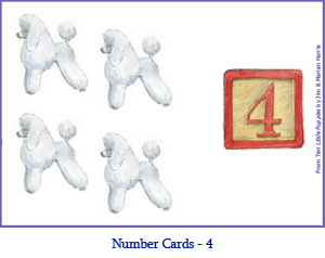 Number Card Four – 4 Poodle Dogs